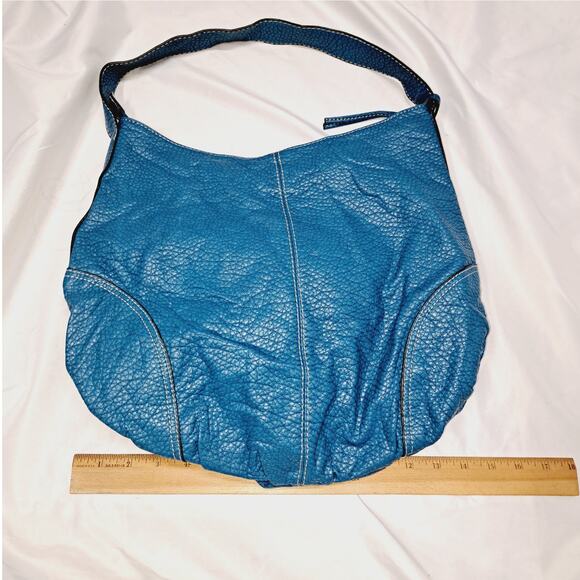 Marc Echo Vegan Leather Turquoise Blue Y2K Bow Detail Zipper Bucket bag - Picture 7 of 16